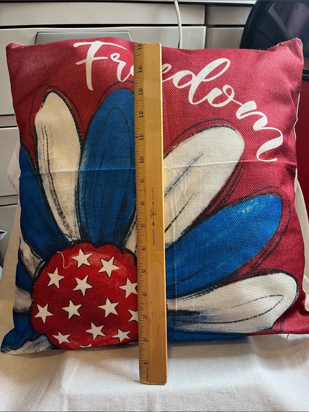 Freedom Floral Patriotic Throw Pillow - Red, Blue, White